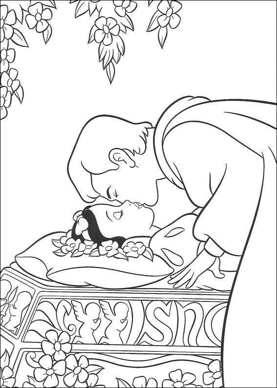 567x794 Snow White Kiss Coloring Page