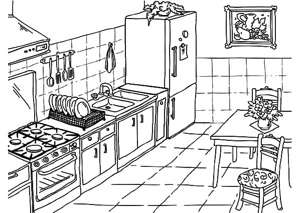 Drawing Kitchen Coloring Pages 600x425 Drawing Kitchen Coloring Pages