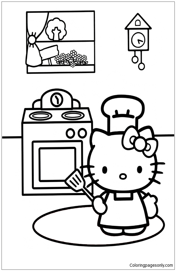 Kitchen Coloring Page 580x889 Kitchen Coloring Page