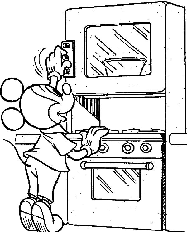 Mickey Mouse In The Kitchen Coloring Pages 600x747 Mickey Mouse In The Kitchen Coloring Pages