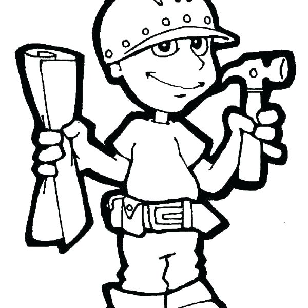 Coloring Pages Of Tools Tool Coloring Pages Construction Worker 600x600 Coloring Pages Of Tools Tool Coloring Pages Construction Worker