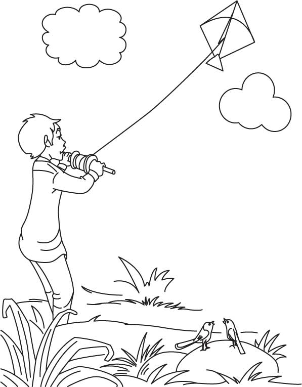 Kite Flying Day Coloring Page 597x765 Kite Flying Day Coloring Page