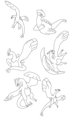 236x405 Lugia X Articuno Linearts By Kitsune Dragonite