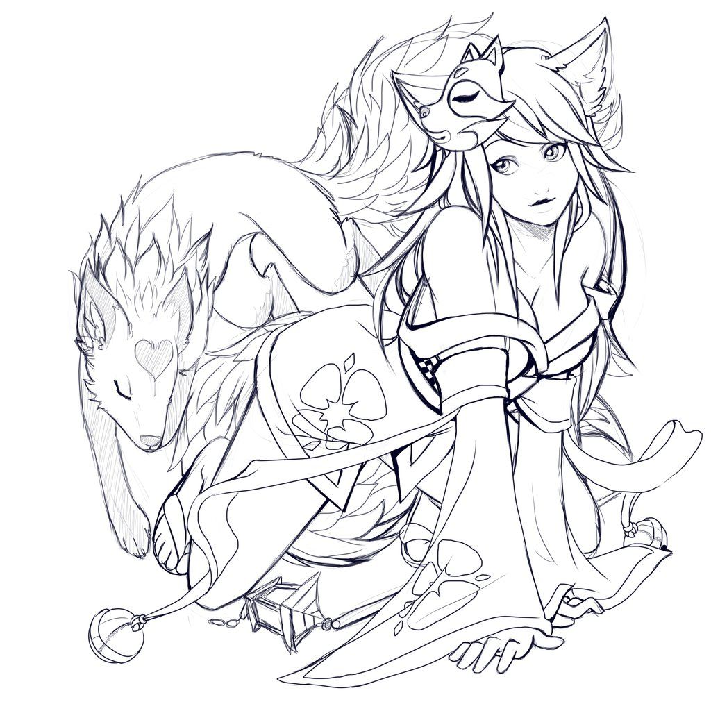 1024x1024 Kitsune Lineart