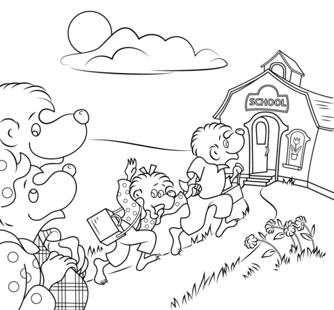480x446 Berenstain Bears Go To School Coloring Page Coloring Pages