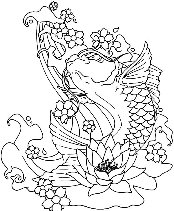 600x728 Extremely Inspiration Koi Fish Coloring Page Pages Of Printable