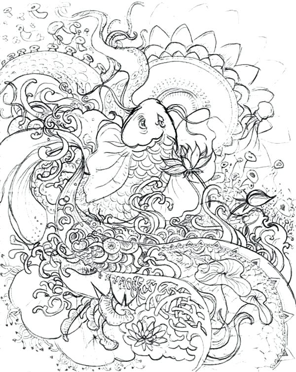 600x754 Koi Fish Coloring Pages