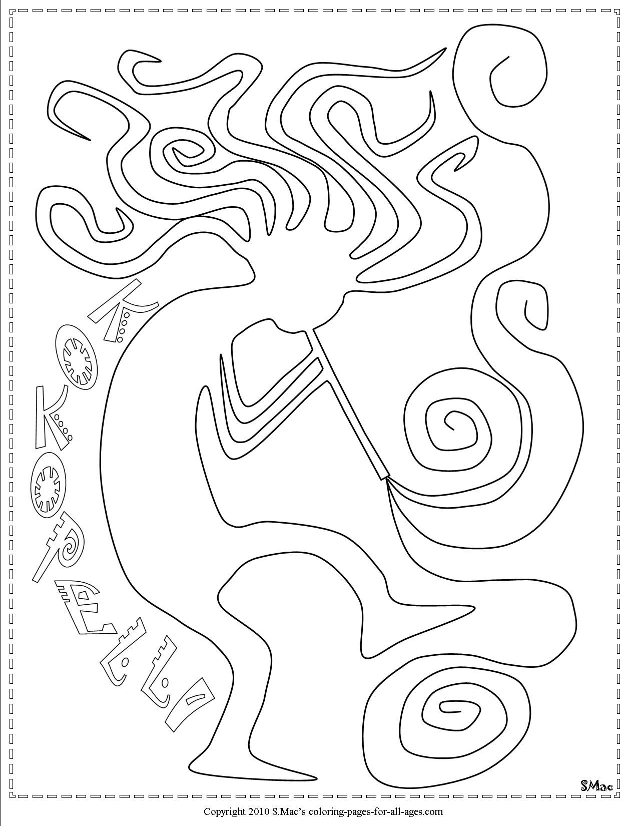 1275x1650 S.mac's Kokopelli Coloring Page Southwest Leather