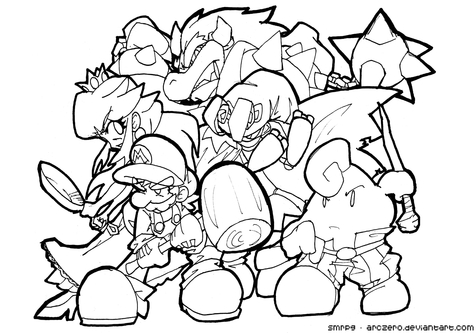 Mario Bowser Coloring Pages Super Characters 476x333 Mario Bowser Coloring Pages Super Characters