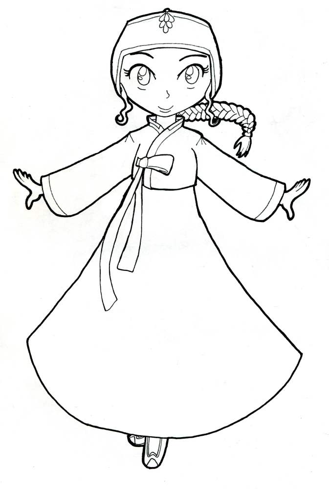 673x1000 Korean Hanbok Coloring Page By Akaitennyo