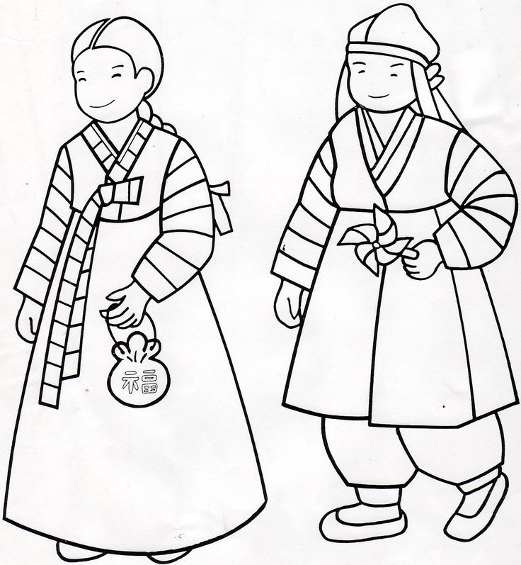 736x797 Hanbok Coloring Page Korean Coloringlessons Korea