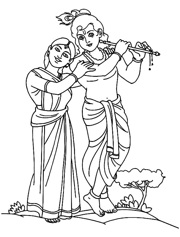 600x790 Romance Between Radha And Krishna Coloring Pages