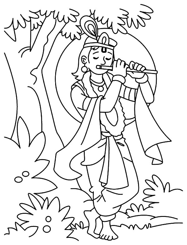 600x785 Shri Krishna Janmashtami Coloring Pages
