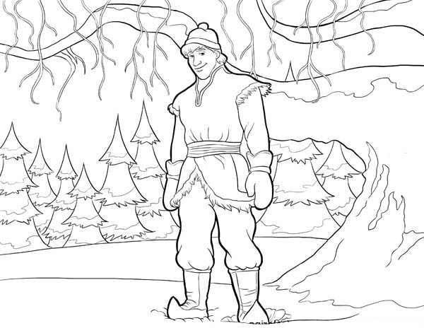 Kristoff From Disney Movie Frozen Coloring Page 600x464 Kristoff From Disney Movie Frozen Coloring Page