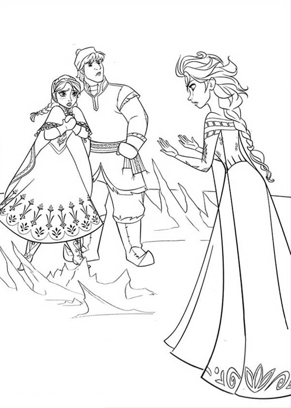 600x840 Frozen Coloring Pages Young Kristoff Anna And Kristoff In Arguing