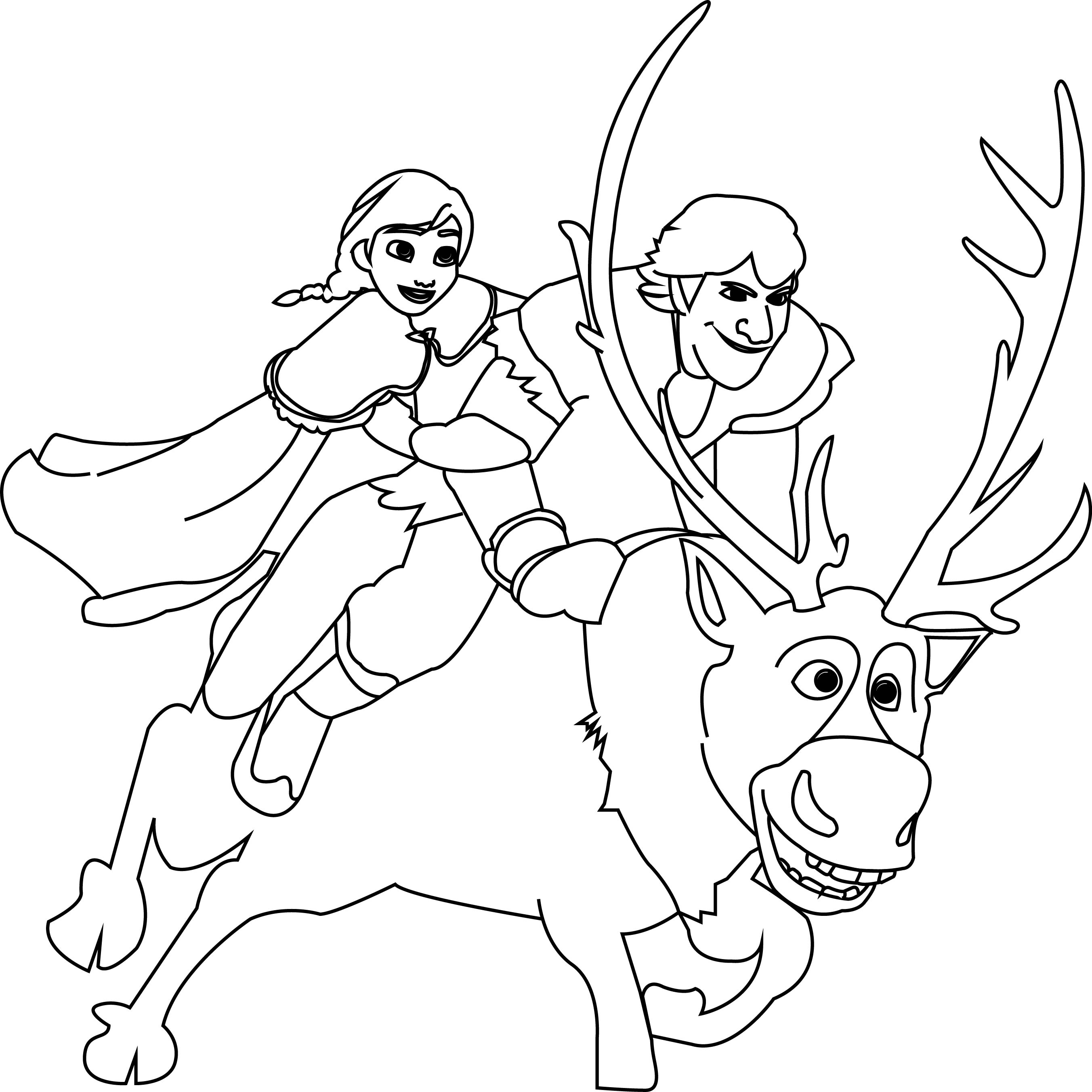 2704x2703 Anna Kristoff And Sven Coloring Page Wecoloringpage In Frozen