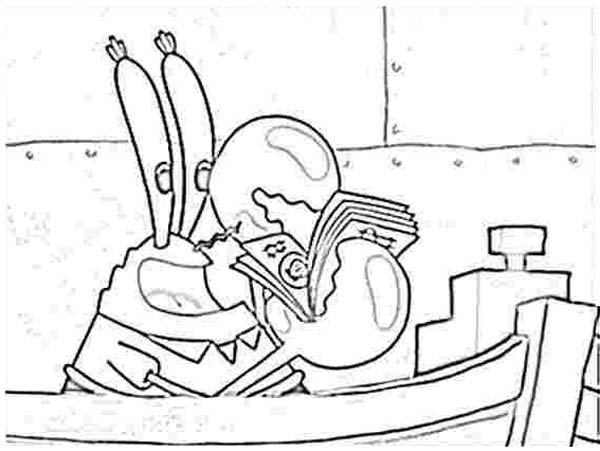 600x451 Money Coloring Pages Mr Krabs Count Money In Krusty Krab Coloring