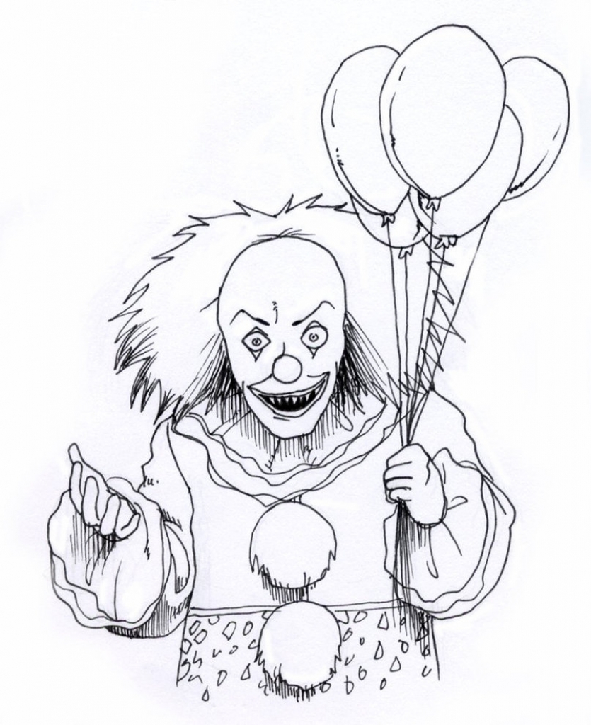Scary Clowns Drawings Scary Clown Coloring Pages Az Coloring 835x1024 Scary Clowns Drawings Scary Clown Coloring Pages Az Coloring
