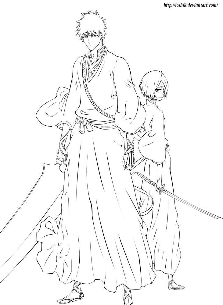 731x1000 Ichigo And Rukia By Ioshiklineart Lineart Blea On Coloring Pages