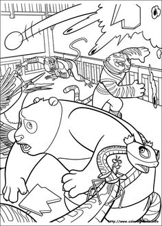 236x330 Kung Fu Panda Bathing Coloring Pages For Kids, Printable Free