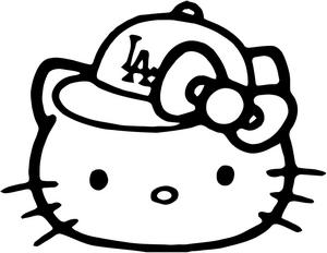 300x232 Hello Kitty Baseball Hello Kitty La Dodgers Baseball Cap Decal