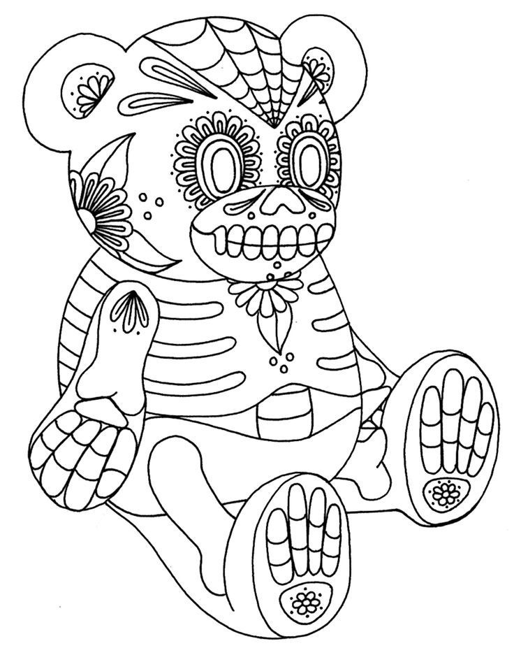 736x947 Day Of The Dead Coloring Pages. Teddy Bear Coloring Pages