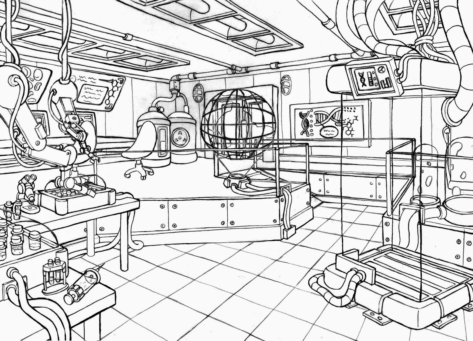 Science Lab Coloring Pages 1600x1155 Science Lab Coloring Pages