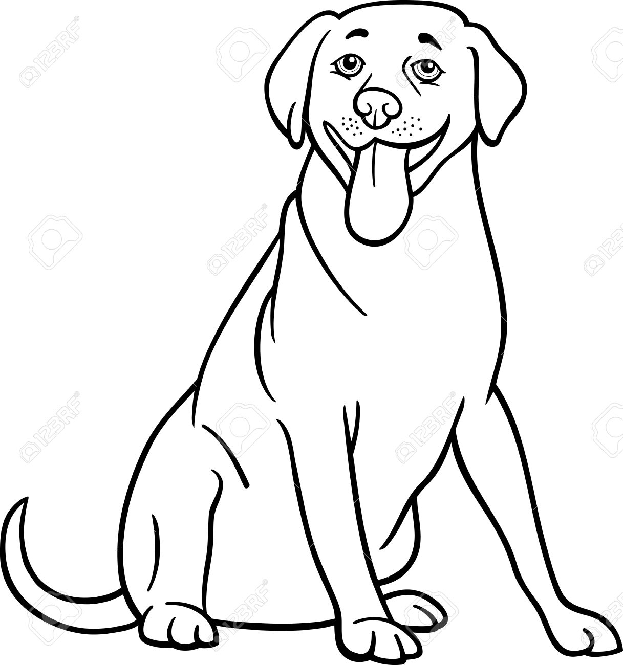 Black And White Cartoon Illustration Of Funny Labrador Retriever 1217x1300 Black And White Cartoon Illustration Of Funny Labrador Retriever