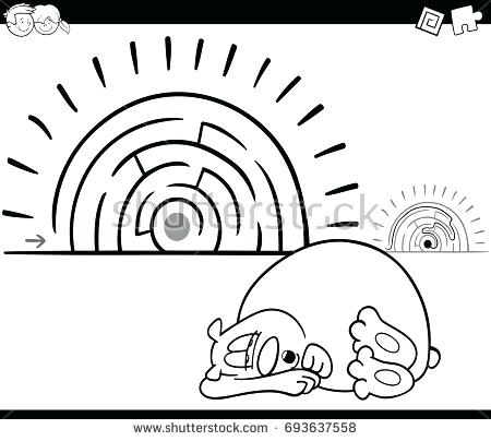450x404 Labyrinth Coloring Pages Black And White Cartoon Vector