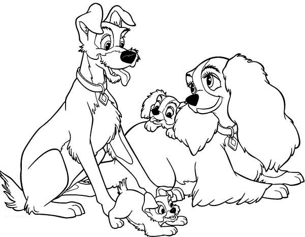 Lady And The Tramp Coloring Pages The Cute Animals Family 600x467 Lady And The Tramp Coloring Pages The Cute Animals Family