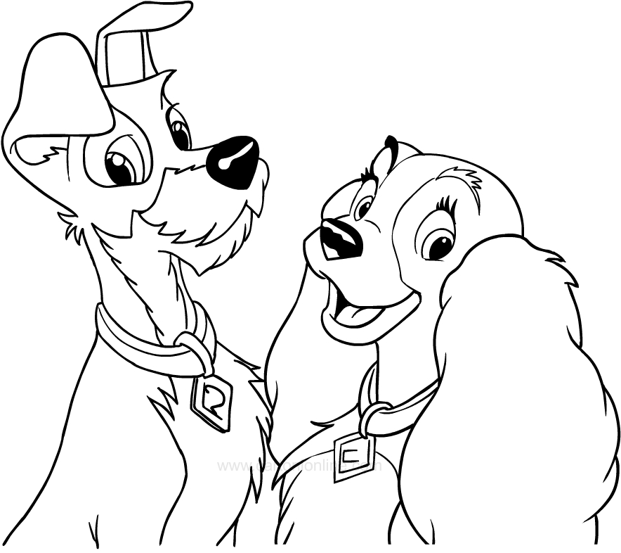 Drawing Lady And The Tramp Coloring Page 884x786 Drawing Lady And The Tramp Coloring Page
