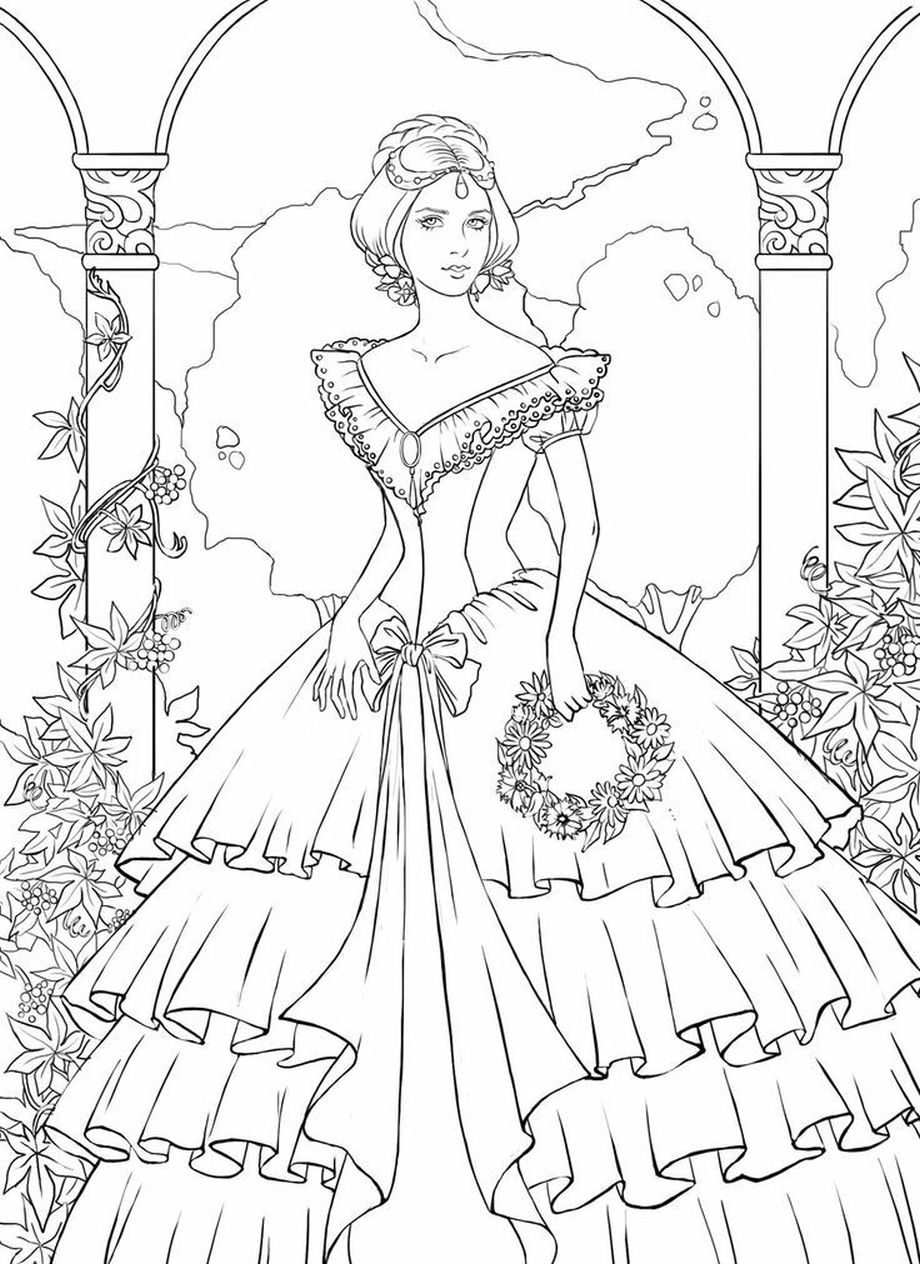 920x1264 Victorian Woman Coloring Pages For Adults Fashion Coloring Pages