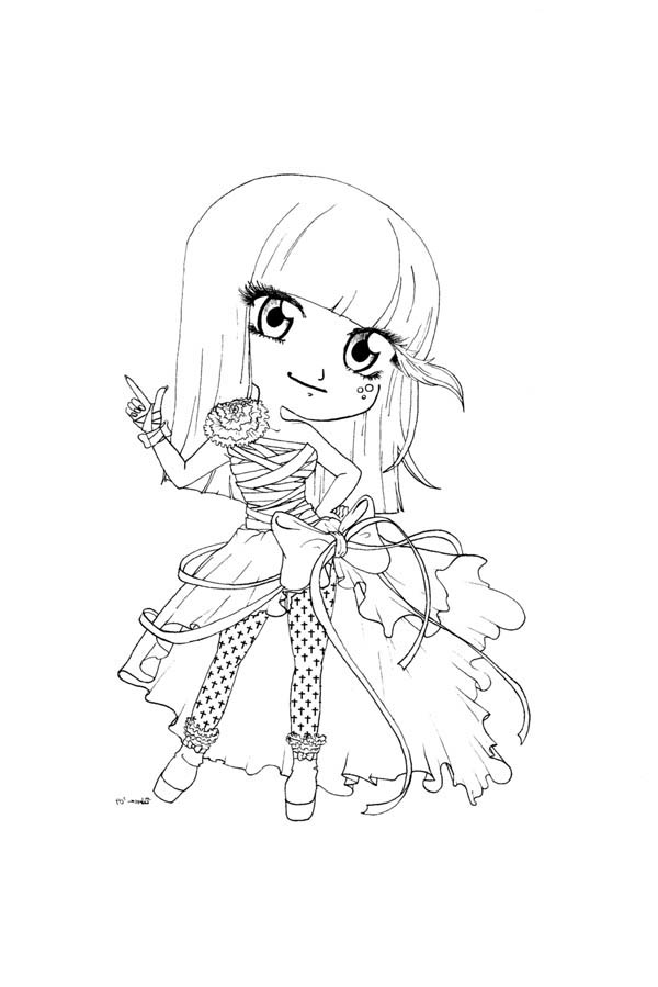 600x899 Cute Lady Gaga Chibi Drawing Coloring Page
