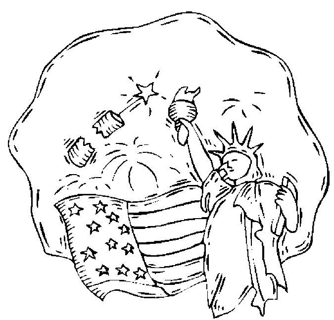 675x647 Fireworks Amp Lady Liberty Coloring Page