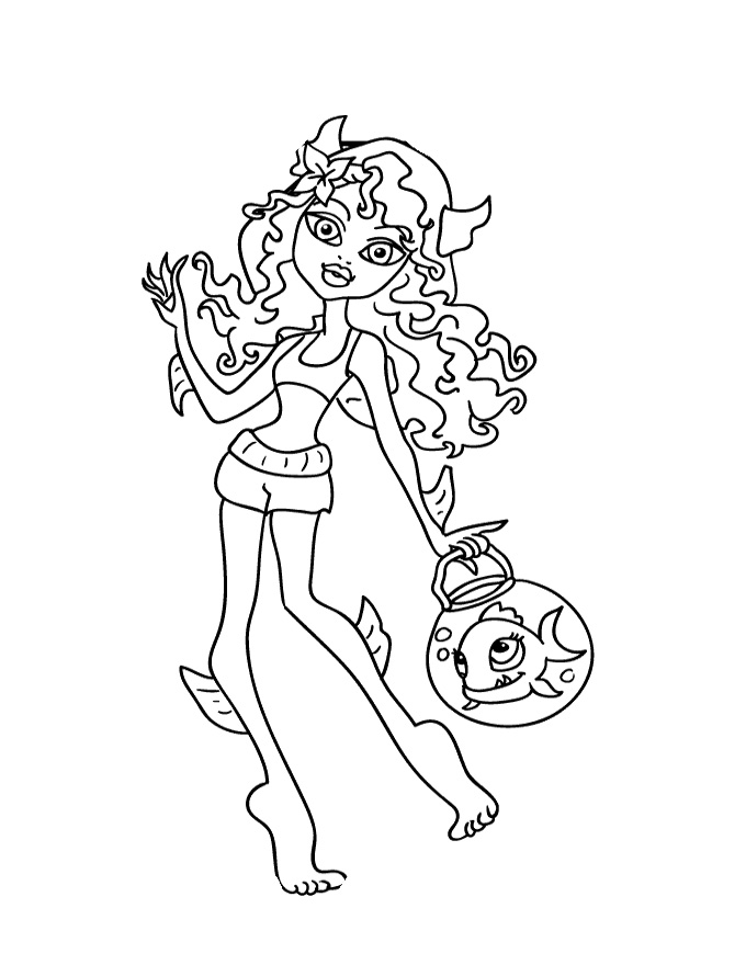 680x880 Lagoona Blue And Fish Coloring Page Monster High Coloring Page