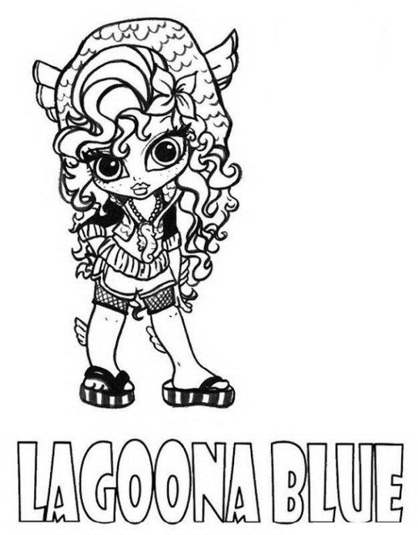 600x768 Lagoona Blue Little Girl Monster High Coloring Page