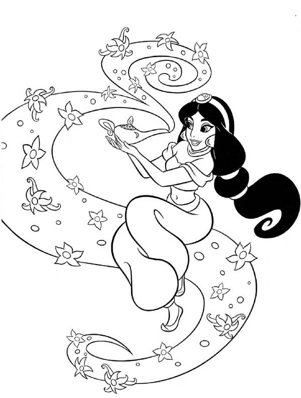 Princess Jasmine Rub Magic Lamp Coloring Page Coloring 600x791 Princess Jasmine Rub Magic Lamp Coloring Page Coloring