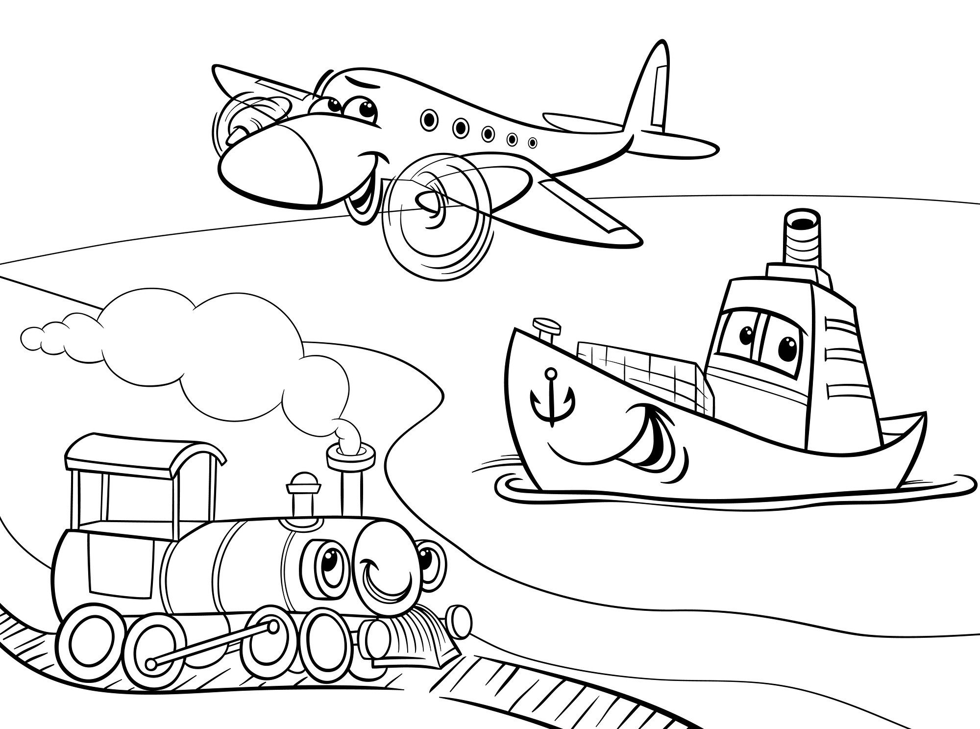 Focus Water Transportation Coloring Pages Trai 2000x1487 Focus Water Transportation Coloring Pages Trai