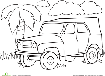 Color A Car Jungle Jeep Worksheets, Jeeps And Children Painting 350x255 Color A Car Jungle Jeep Worksheets, Jeeps And Children Painting