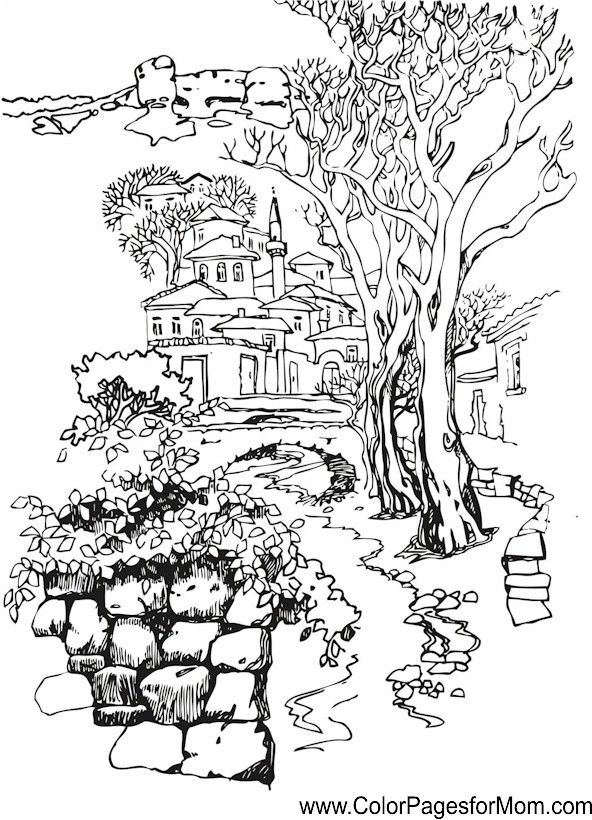 592x820 Landscape Coloring Page 37 Coloring Pages Colorear