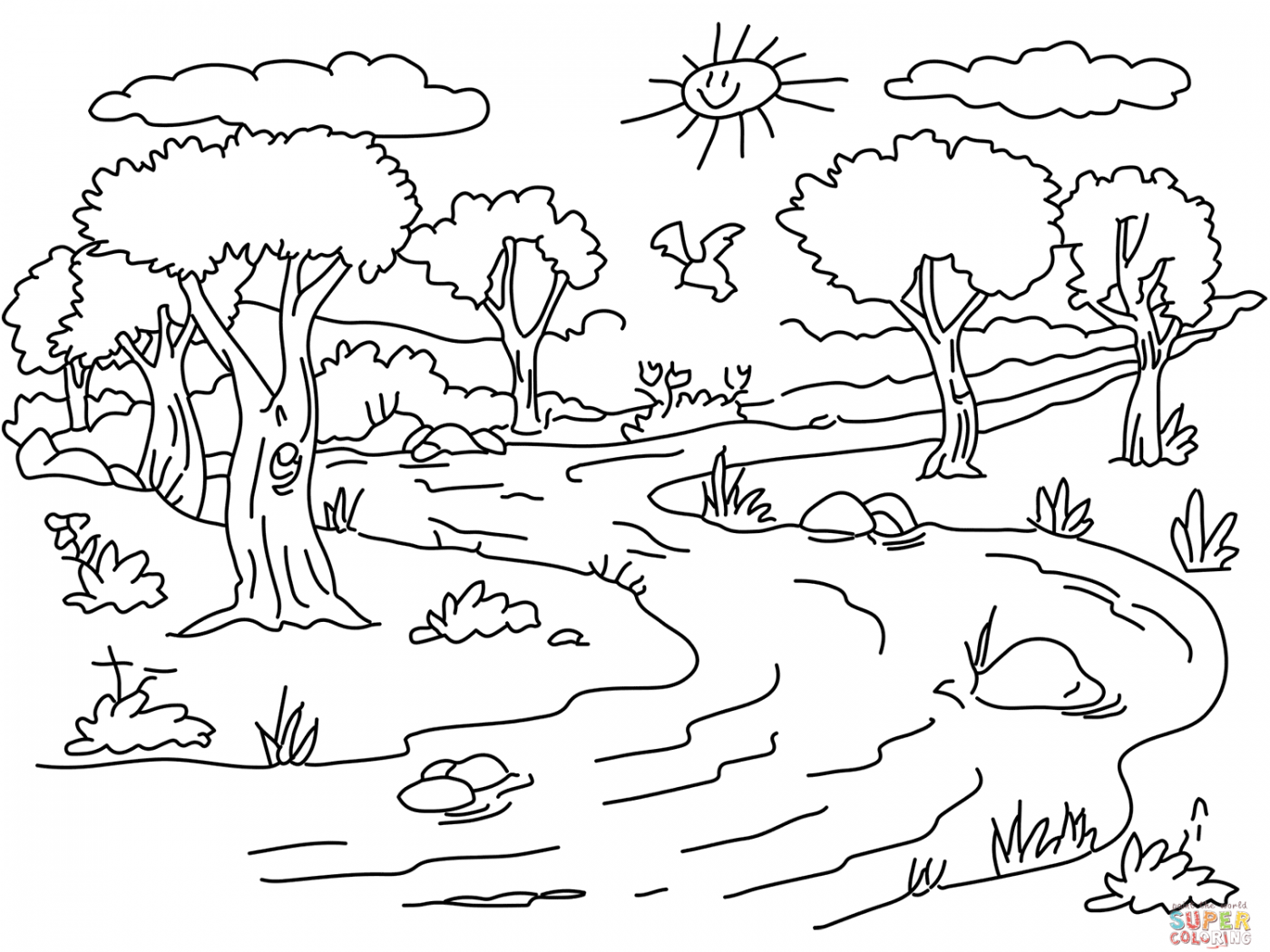 Landscape Coloring Pages Pdf - Free printable spring coloring pages