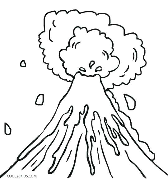 540x574 Volcanic Explosion Coloring Page Sketch Landscape Volcanic