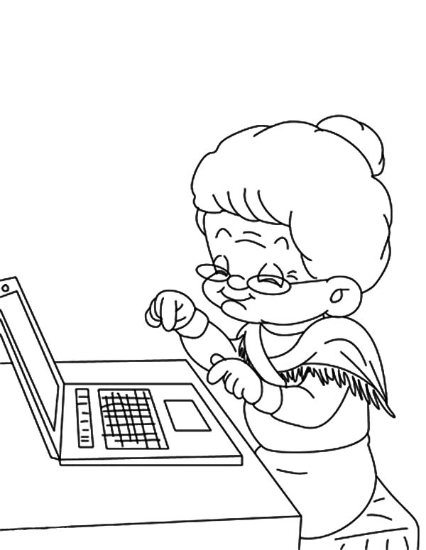Grandmother Typing On Laptop Coloring Pages Color Luna 600x775 Grandmother Typing On Laptop Coloring Pages Color Luna