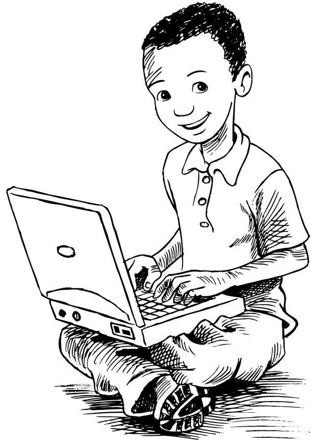 Coloring Page Boy With A Laptop 620x875 Coloring Page Boy With A Laptop