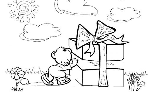 A Little Bear Brings A Big Christmas Present For You Coloring 518x326 A Little Bear Brings A Big Christmas Present For You Coloring