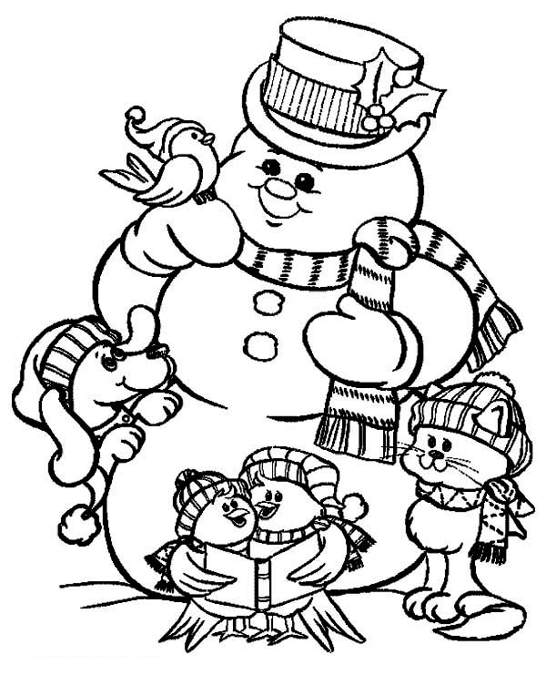 Christmas Snowman Coloring Pages 600x741 Christmas Snowman Coloring Pages