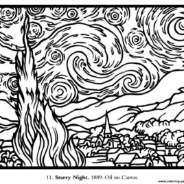 Print Adult Van Gogh Starry Night Large Coloring Pages Free 268x268 Print Adult Van Gogh Starry Night Large Coloring Pages Free