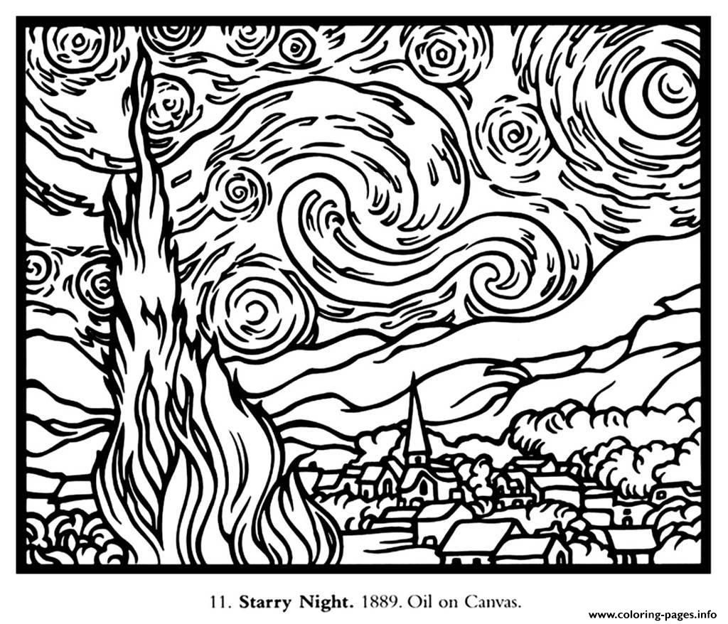 Print Adult Van Gogh Starry Night Large Coloring Pages Adult 1024x878 Print Adult Van Gogh Starry Night Large Coloring Pages Adult