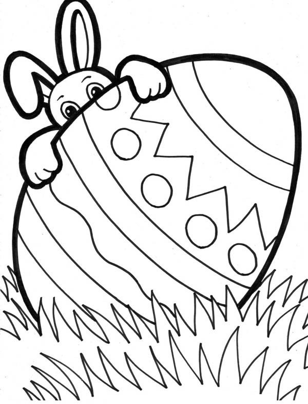 Easter Bunny Hiding Behind Giant Easter Egg Coloring Page Batch 600x785 Easter Bunny Hiding Behind Giant Easter Egg Coloring Page Batch