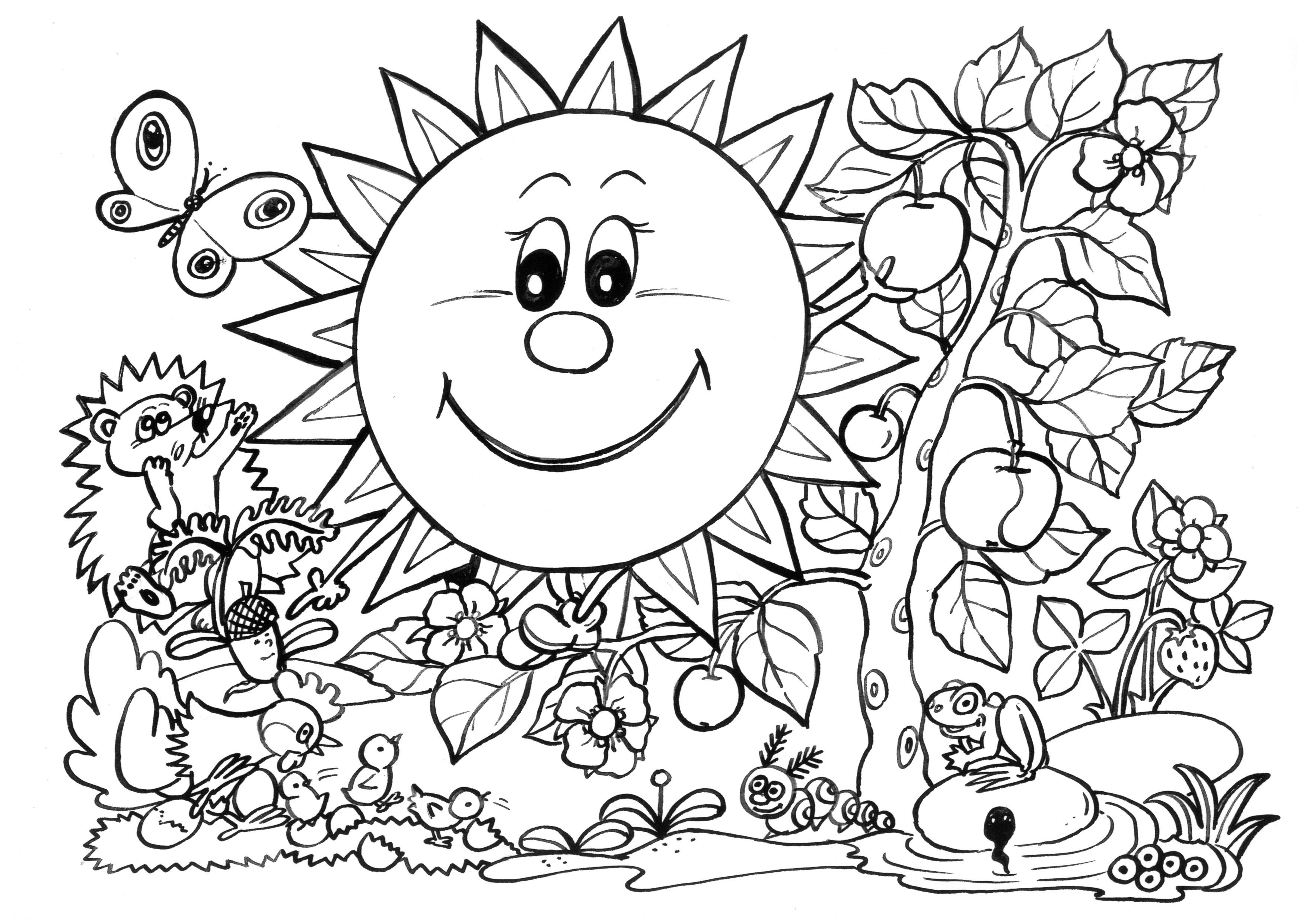 Coloring Pages Large Print New Spring Coloring Pages Sunny Garden 3508x2484 Coloring Pages Large Print New Spring Coloring Pages Sunny Garden